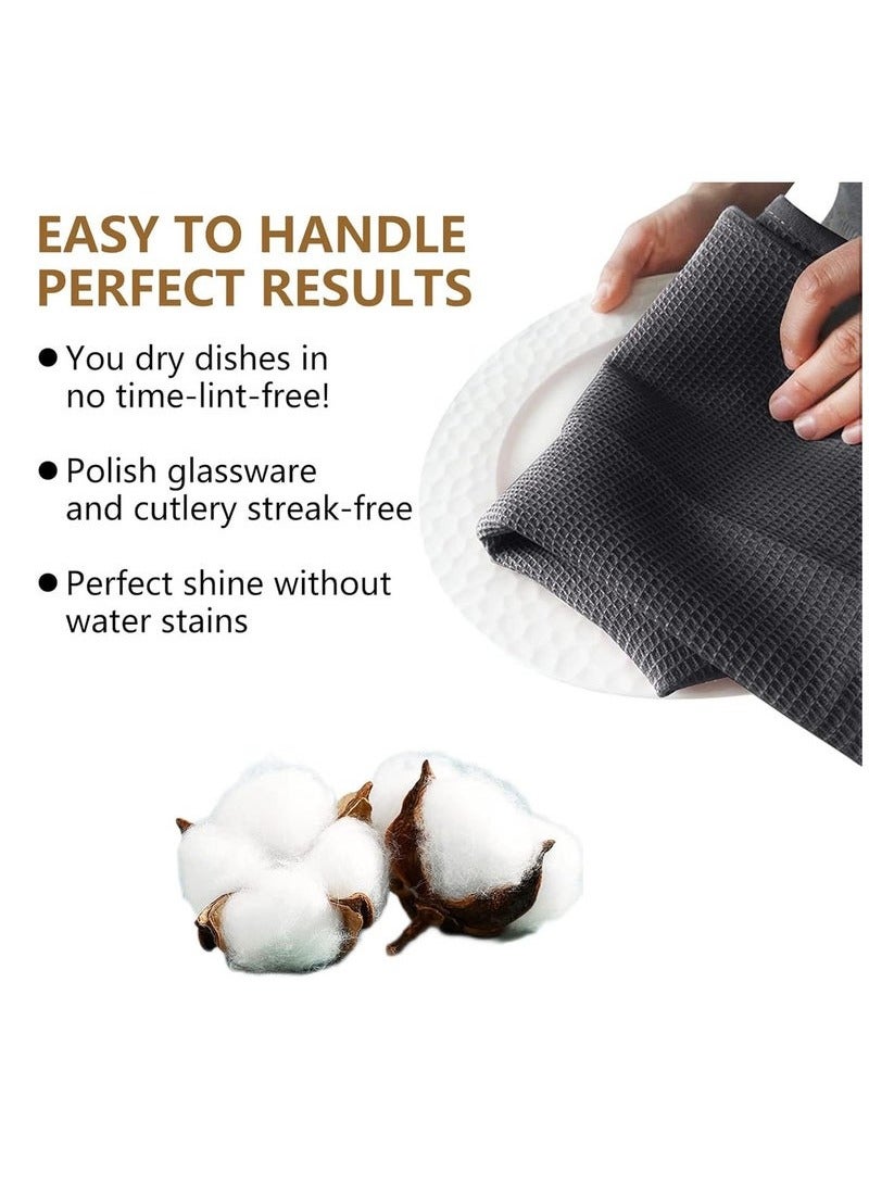 3 Pack Cotton Kitchen Cleaning Cloths Reusable and Washable Dish Rags 34 x 34 cm Mixed Color Waffle Weave Soft Absorbent Dish Towels  - Image 3