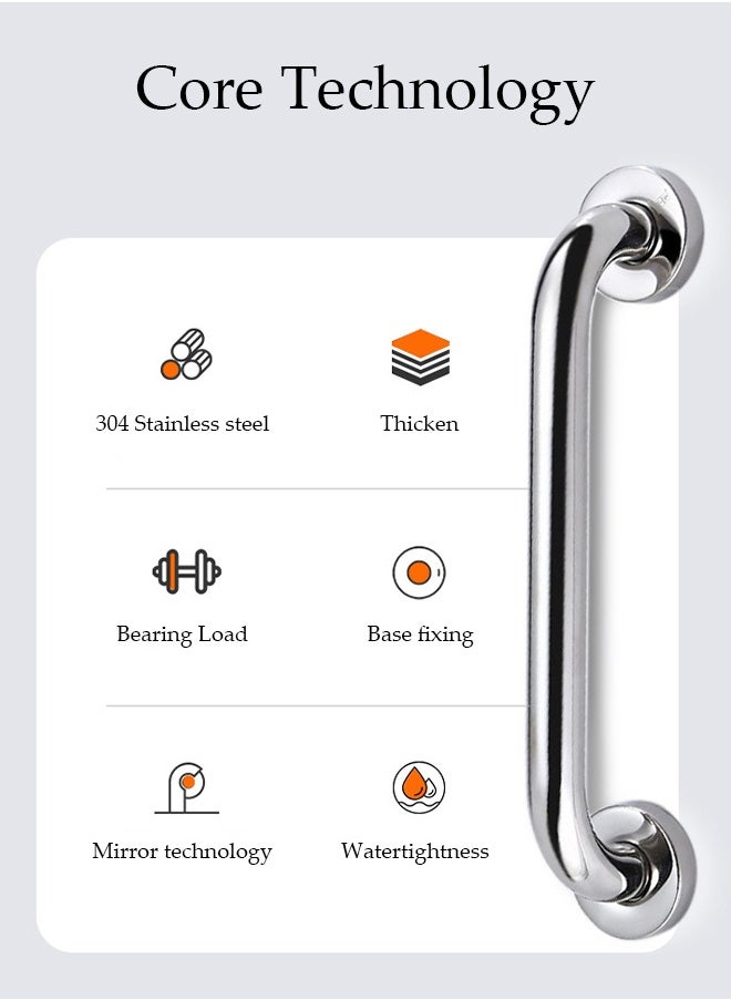 DUNISO Stainless Steel Bathroom Grab Bar，Anti Slip Thicken Stainless Steel Bathroom Bathtub Grab Towel Bar，Safety Hand Rail for Bath Shower Toilet for The Elderly Disabled，Length 43.5cm，Silver  - Image 3