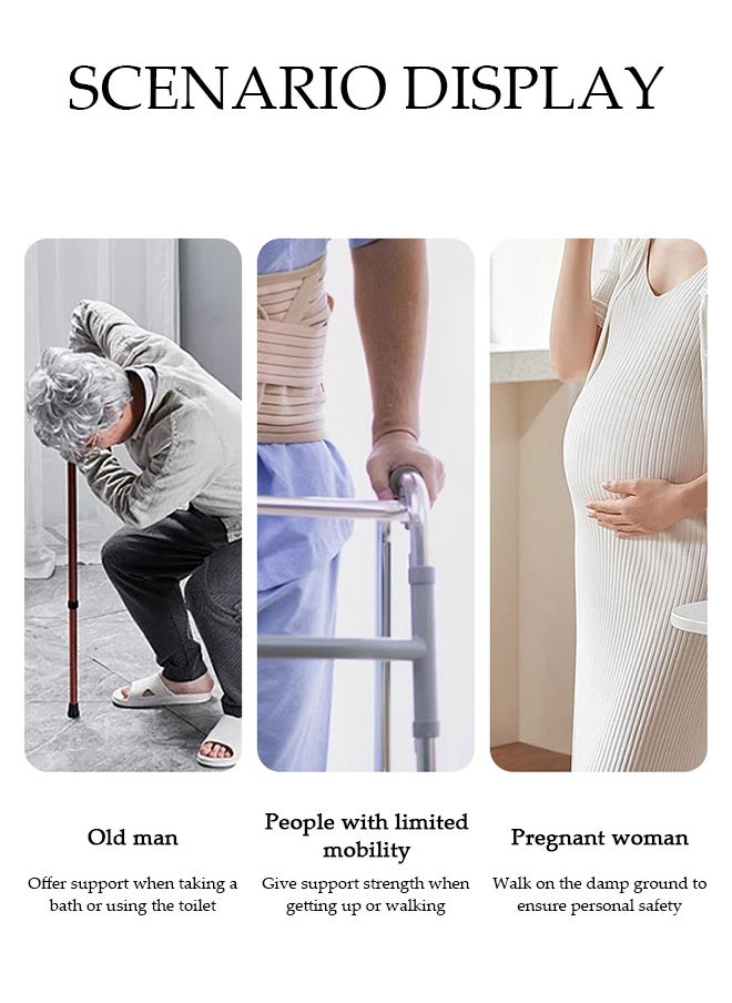 DUNISO Stainless Steel Bathroom Grab Bar，Anti Slip Thicken Stainless Steel Bathroom Bathtub Grab Towel Bar，Safety Hand Rail for Bath Shower Toilet for The Elderly Disabled，Length 43.5cm，Silver  - Image 4