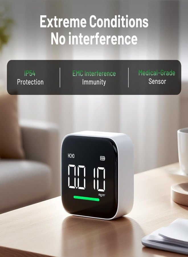 ATuMan Formaldehyde Detector, Dual Platinum Sensor 0.001mg/m³ Accuracy, 4-in-1 Air Quality Monitor for HCHO/Temp/Hum with LED Display, USB-C Rechargeable for Home, Office, Nursery, Post-Renovation - Image 4