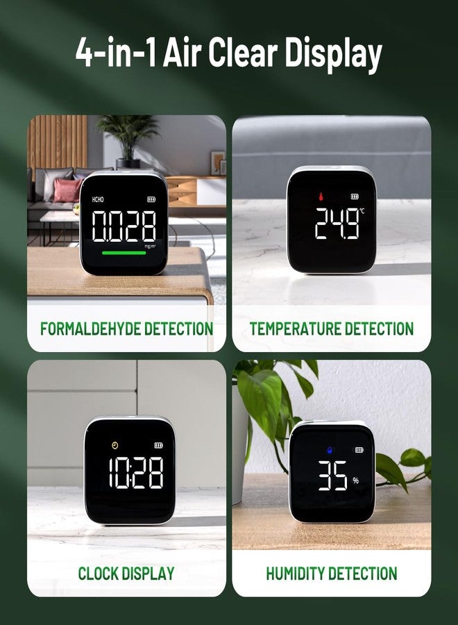 ATuMan Formaldehyde Detector, Dual Platinum Sensor 0.001mg/m³ Accuracy, 4-in-1 Air Quality Monitor for HCHO/Temp/Hum with LED Display, USB-C Rechargeable for Home, Office, Nursery, Post-Renovation - Image 3