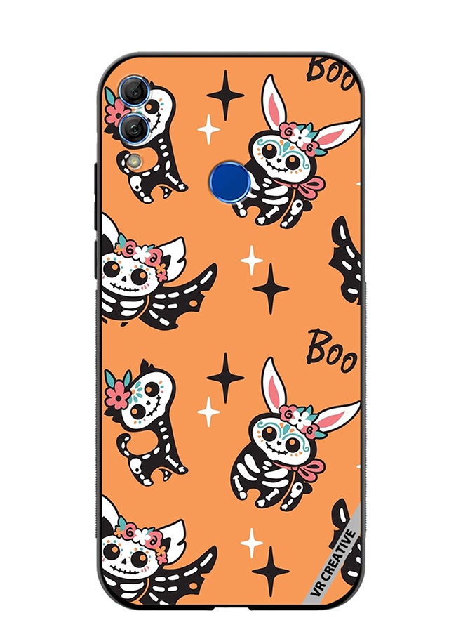 VR CREATIVE Protective Case Cover For Honor 10 Lite Skeletons Of Cute Animals On Orange Design Multicolour