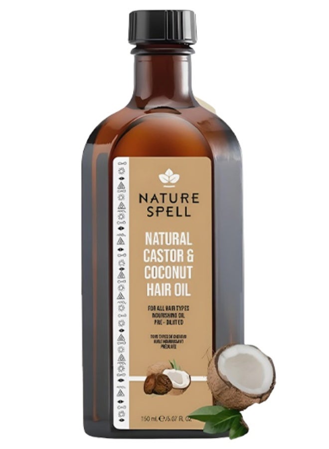 Nature Spell 8 Pieces Natural Castor And Coconut Hair Oil For All Hair Types 150ml - Image 2