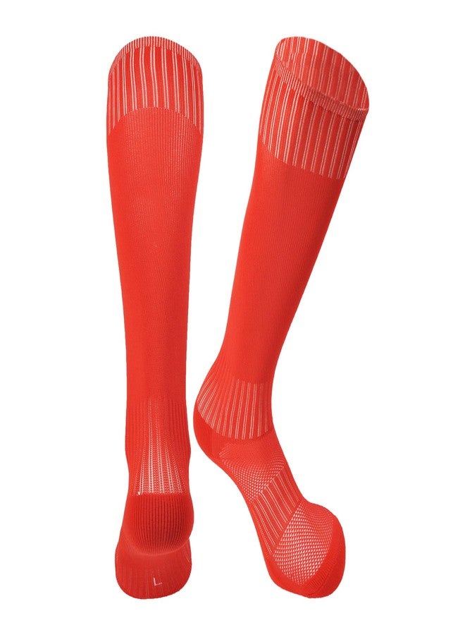 hakugoo Kids Soccer Socks Knee High Socks 7-10 Years Baseball Socks Softball Socks for Youth Boys Girls Toddler Red 2 Pairs (M) - Image 1