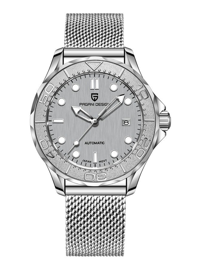 PAGANI DESIGN New Men's Watch Luxury Japanese Movement Stainless Steel Fashion Classic Automatic Watch Sapphire Glass Men's Watch 100 Meters Water Resistant Mesh Strap,Grey - Image 1