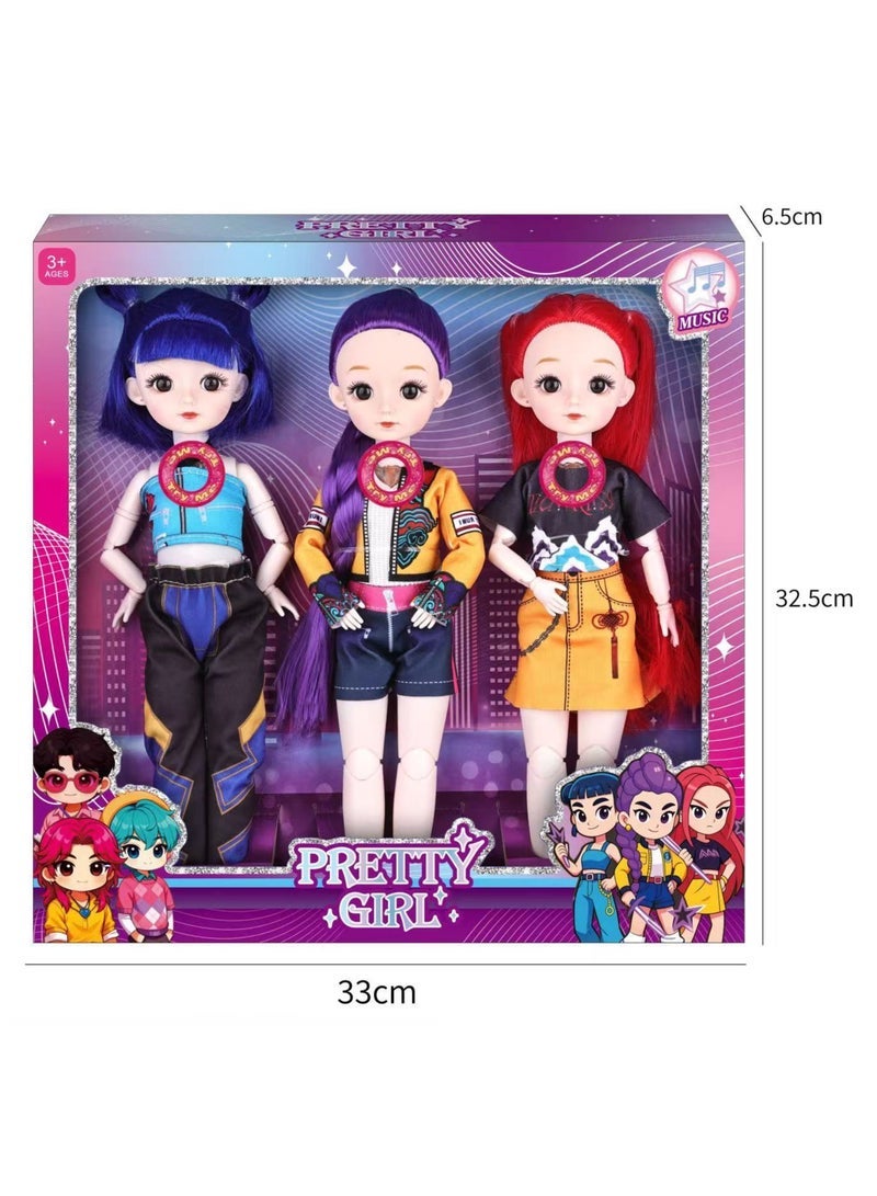 general K-POP: Demon-Hunting Girl Group Jointed Doll Three-Piece Set beautifully recreates the characters can be given as a gift to friends and fans - Image 1