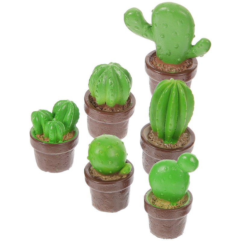 6Pcs Cactus Ornament Landscape Cactus Ornament Bonsai Decor Craft Planter Decoration - Image 1