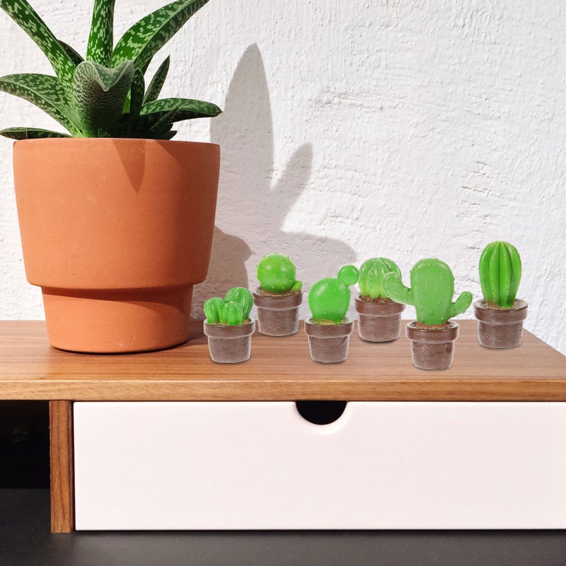 6Pcs Cactus Ornament Landscape Cactus Ornament Bonsai Decor Craft Planter Decoration - Image 5