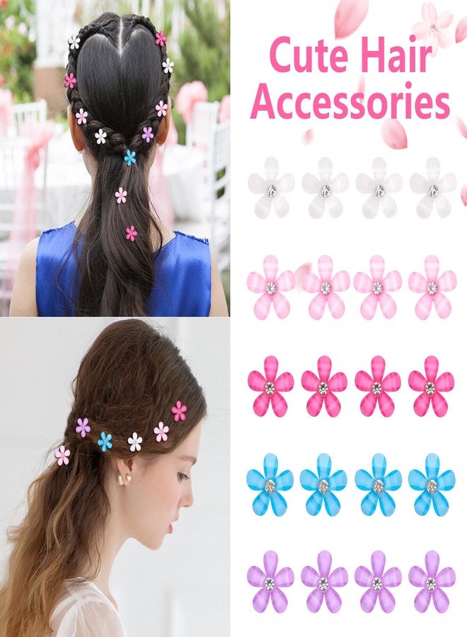 YISSION Colorful Rhinestone Hair Accessories - Mini Flower Hair Clips, Pins & Barrettes for Wedding, Bridal, Girls & Women - Image 3