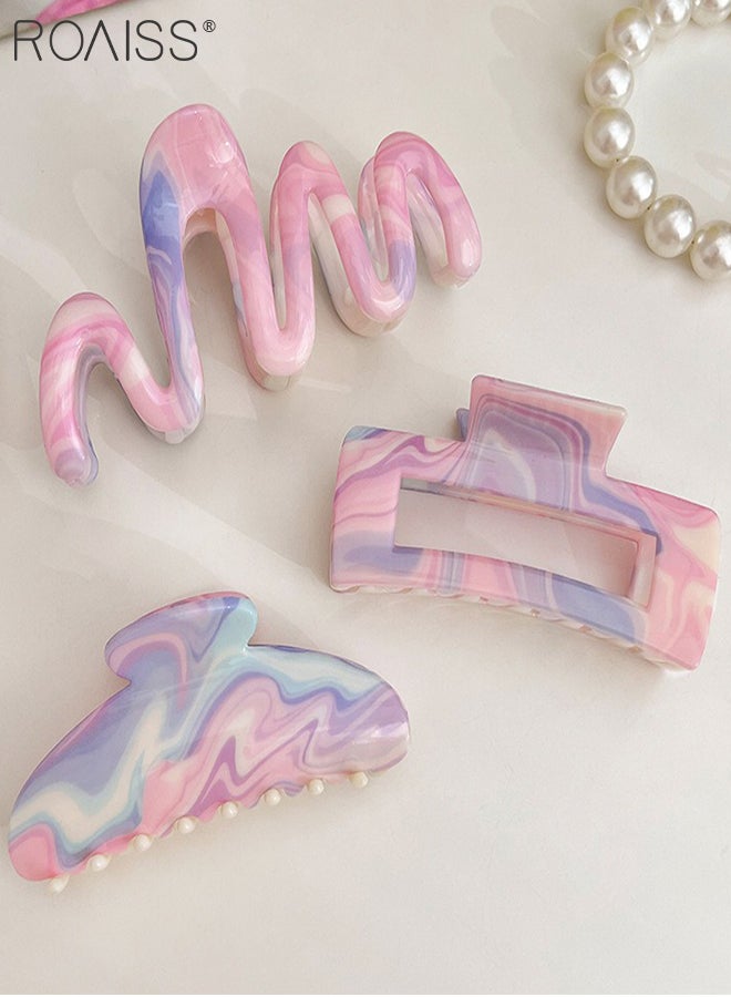 رويس 3 قطع دبابيس شعر بألوان الحلوى، مشابك شعر سمكة قرش حلوة متدرجة، مشابك شعر للجزء الخلفي من الرأس، مناسبة لتصفيف الشعر للسيدات، الاستخدام اليومي، إكسسوارات الموضة - Image 2