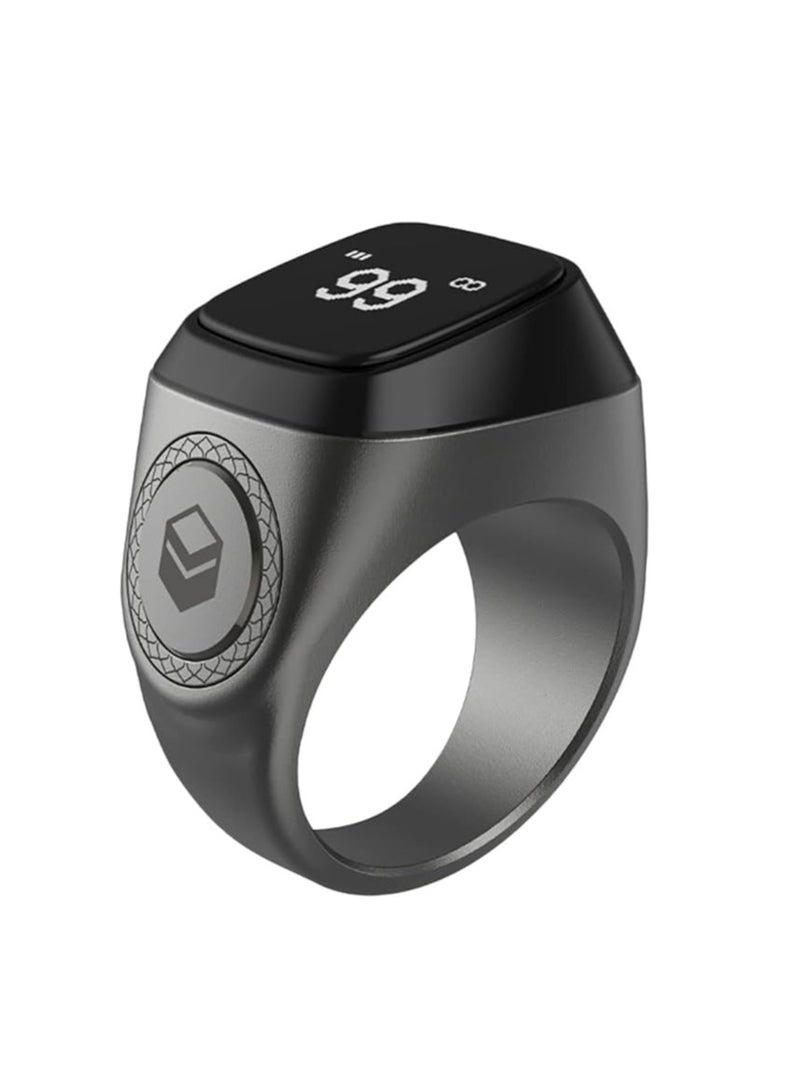 iQIBLA Smart Tasbih Zikr Aluminium Ring - Black - 20mm - Image 1