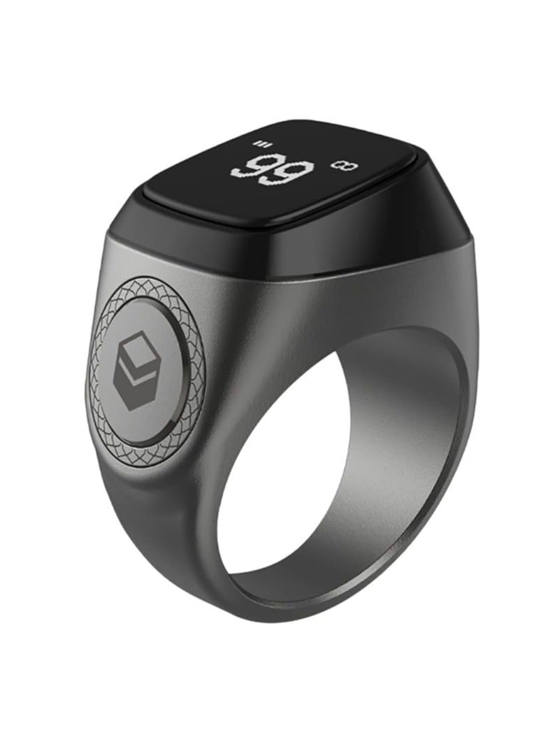 iQIBLA Smart Tasbih Zikr Aluminium Ring - Black - 20mm - Image 2