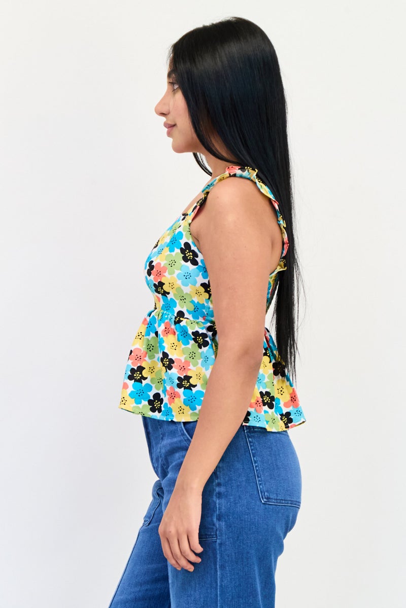 ONLY Women Square Neck Sleeveless Allover Print Tank Top, Multicolor - Image 2