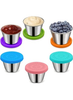 Salad Dressing Containers To Go, 2.4oz Small Condiment Containers with Lids,Stainless Steel Sauce Container for Lunch Box, Condiment Cup Dipping Sauce Cups for Bento Box Leakproof for Kids