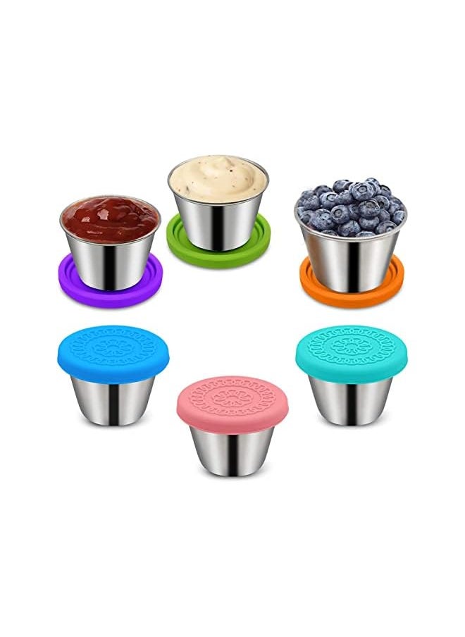 U-HOOME - Salad Dressing Containers To Go, 2.4oz Small Condiment Containers with Lids,Stainless Steel Sauce Container for Lunch Box, Condiment Cup Dipping Sauce Cups for Bento Box Leakproof for Kids - Image 1
