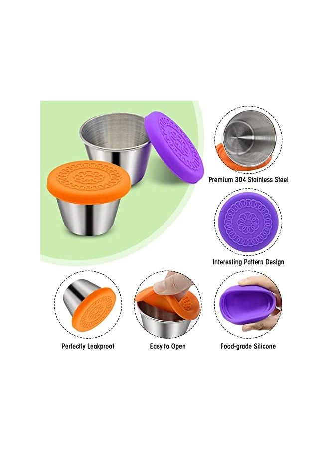 U-HOOME - Salad Dressing Containers To Go, 2.4oz Small Condiment Containers with Lids,Stainless Steel Sauce Container for Lunch Box, Condiment Cup Dipping Sauce Cups for Bento Box Leakproof for Kids - Image 1