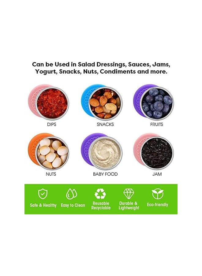 U-HOOME - Salad Dressing Containers To Go, 2.4oz Small Condiment Containers with Lids,Stainless Steel Sauce Container for Lunch Box, Condiment Cup Dipping Sauce Cups for Bento Box Leakproof for Kids - Image 1