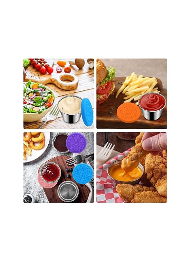 U-HOOME - Salad Dressing Containers To Go, 2.4oz Small Condiment Containers with Lids,Stainless Steel Sauce Container for Lunch Box, Condiment Cup Dipping Sauce Cups for Bento Box Leakproof for Kids - Image 1