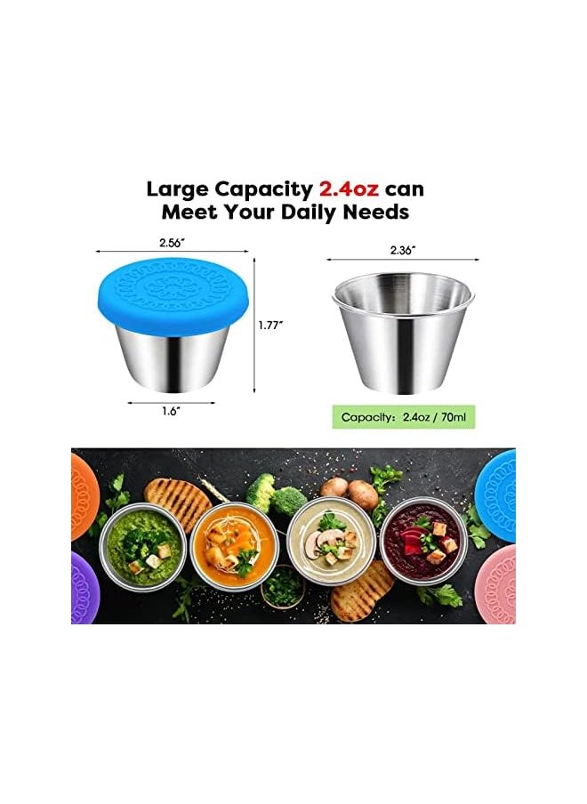 U-HOOME - Salad Dressing Containers To Go, 2.4oz Small Condiment Containers with Lids,Stainless Steel Sauce Container for Lunch Box, Condiment Cup Dipping Sauce Cups for Bento Box Leakproof for Kids - Image 1