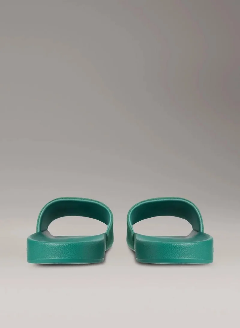 Calvin Klein Jeans Wild Green Canvas Logo Sliders for Men | Best Price UAE