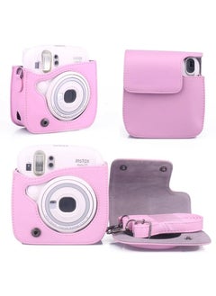 CAIUL Protective Cover Case for Fujifilm Instax Mini 25 Camera PU Leather Camera Case with Shoulder Strap Pink  - Image 5