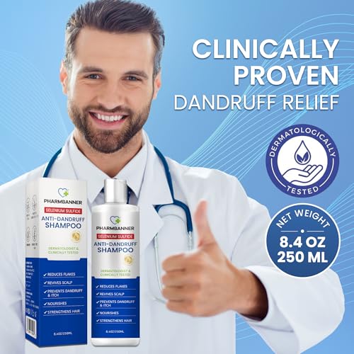 PHARMBANNER Anti-Dandruff Shampoo with Selenium Sulfide: For Flaky Scalp, Itching & Seborrheic Dermatitis Relief - Menthol & Lavender Oil - Moisturizing, Color Safe, Gentle for All Hair Types - 8.4oz - Image 3