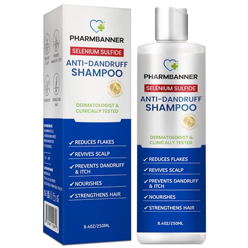 PHARMBANNER Anti-Dandruff Shampoo with Selenium Sulfide: For Flaky Scalp, Itching & Seborrheic Dermatitis Relief - Menthol & Lavender Oil - Moisturizing, Color Safe, Gentle for All Hair Types - 8.4oz - Image 1