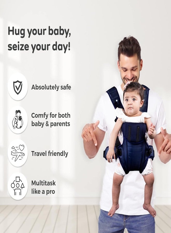 SHEMOK Baby Carrier Carry Bag Back & Front Facing with Waist Belt 0 to 24 Month (New-Navy) - Image 2