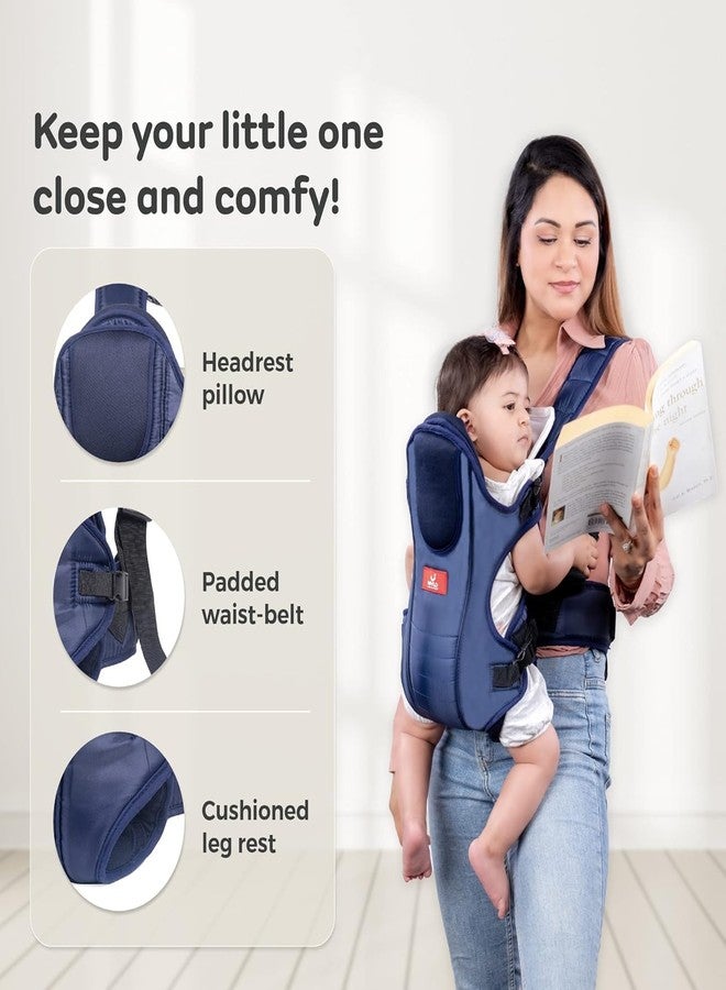 SHEMOK Baby Carrier Carry Bag Back & Front Facing with Waist Belt 0 to 24 Month (New-Navy) - Image 3