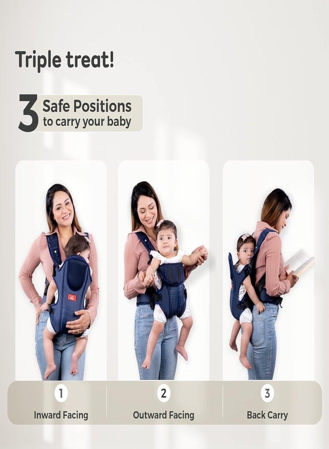 SHEMOK Baby Carrier Carry Bag Back & Front Facing with Waist Belt 0 to 24 Month (New-Navy) - Image 4