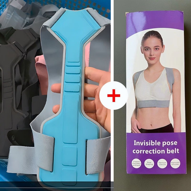 Generic Correction with adult men and women invisible breathable open shoulder correction to improve shoulder and neck posture anti-hunchback sitting posture correction artifact Gray blue color box version 