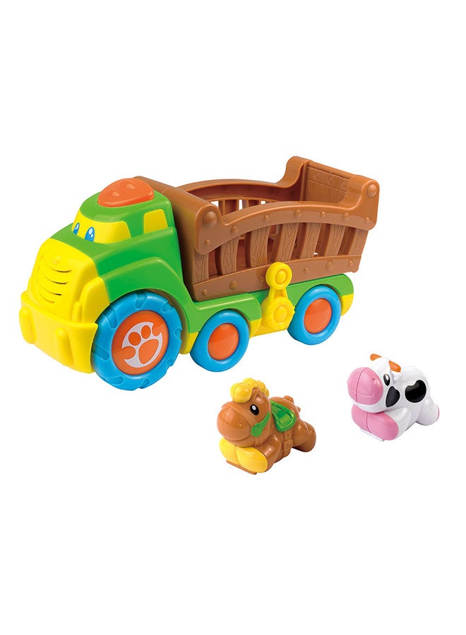 Happy Kids حاملة المزرعة المتدحرجة ليتل ليرنرز - أصوات إلكترونية، منحدر قابل للطي، تشمل 2 حيوانات، 12 شهرًا وما فوق - Image 2