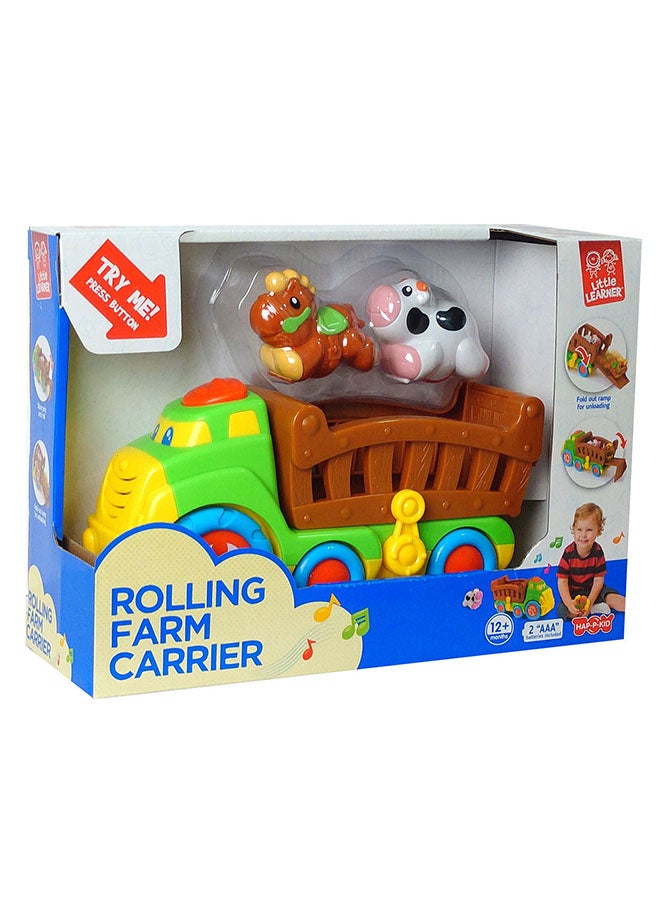 Happy Kids حاملة المزرعة المتدحرجة ليتل ليرنرز - أصوات إلكترونية، منحدر قابل للطي، تشمل 2 حيوانات، 12 شهرًا وما فوق - Image 1