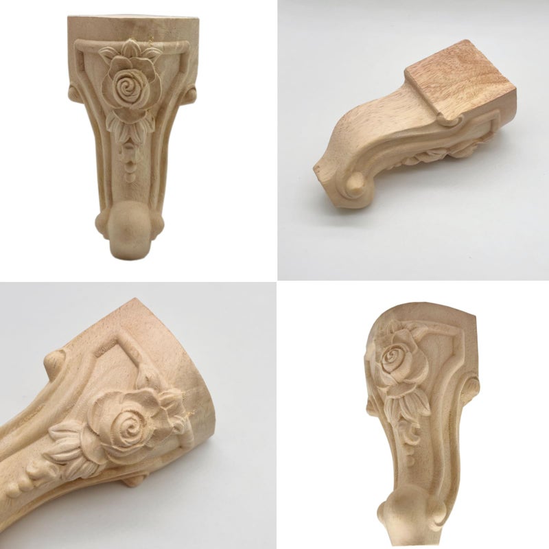 WEICHUAN Solid Unfinished Wood Carved Furniture Legs for Sofa Couch Chair Ottoman Loveseat Coffee Table Cabinet Furniture Legs & Feet Replacement (6" Set of 4) - Image 4