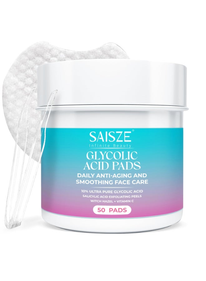SAISZE Glycolic Acid Pads for Face Exfoliating Pads for Facial Radiance with Salicylic Acid 50 Count - Image 2