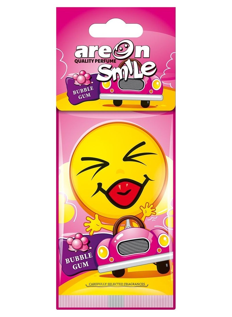 Areon Smile Car Air Freshener Hanging Card, Long-lasting Luxury Bubble Gum Scent, Elegant Design