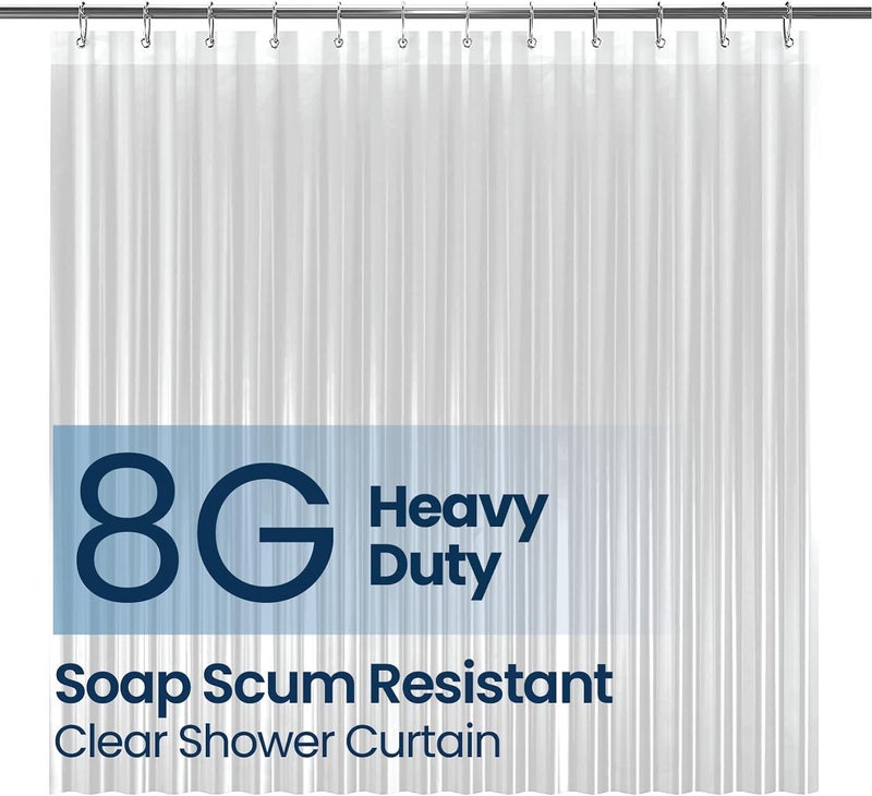 LiBa Waterproof Plastic Shower Curtain  Bathroom Shower Curtain Premium PEVA NonToxic ShowerLiner with Rust Proof Grommets Clear 8G Heavy Duty Bathroom Accessories 72x84  Clear