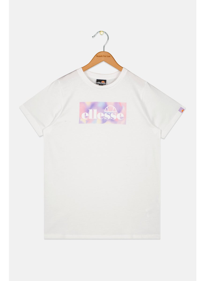 Ellesse Kids Girl Sportswear Fit Running T-Shirt, White Combo  - Image 1