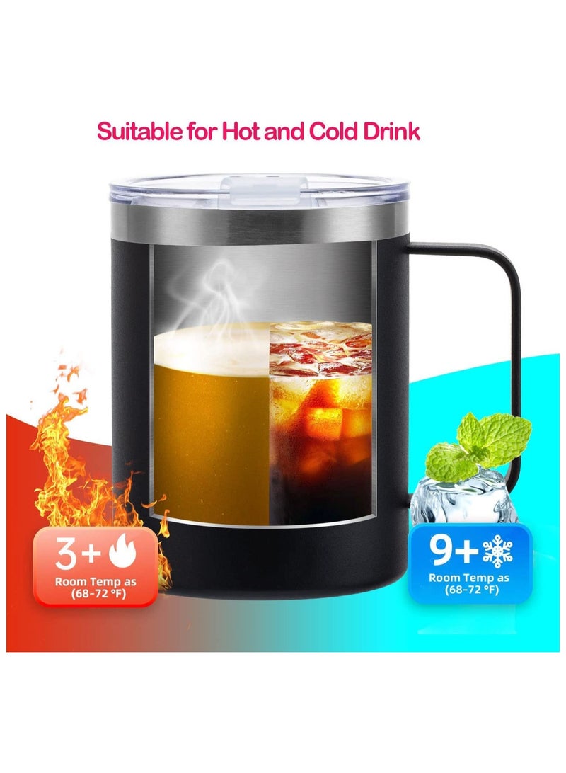 KASTWAVE Coffee Mug, 12 Oz Stainless Steel Insulated Coffee Mug with Handle, Double Wall Vacuum Travel Mug, Tumbler Cup with Sliding Lid, for Hot and Cold Drinks Tea (Black)  - Image 4
