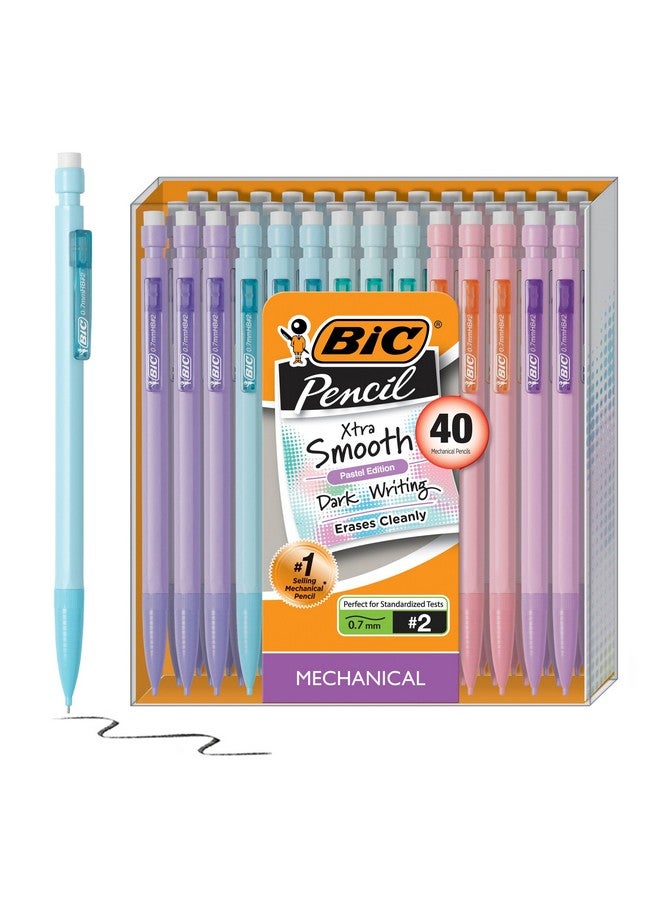 بيك أقلام رصاص ميكانيكية باستيل فائقة النعومة من بيك مع ممحاة، رأس متوسط (0.7 مم)، عبوة من 40 قلمًا، أقلام رصاص ميكانيكية بكميات كبيرة للمدرسة أو اللوازم المكتبية - Image 1