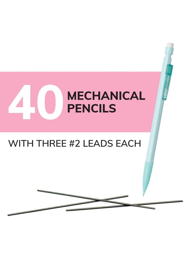 بيك أقلام رصاص ميكانيكية باستيل فائقة النعومة من بيك مع ممحاة، رأس متوسط (0.7 مم)، عبوة من 40 قلمًا، أقلام رصاص ميكانيكية بكميات كبيرة للمدرسة أو اللوازم المكتبية - Image 2