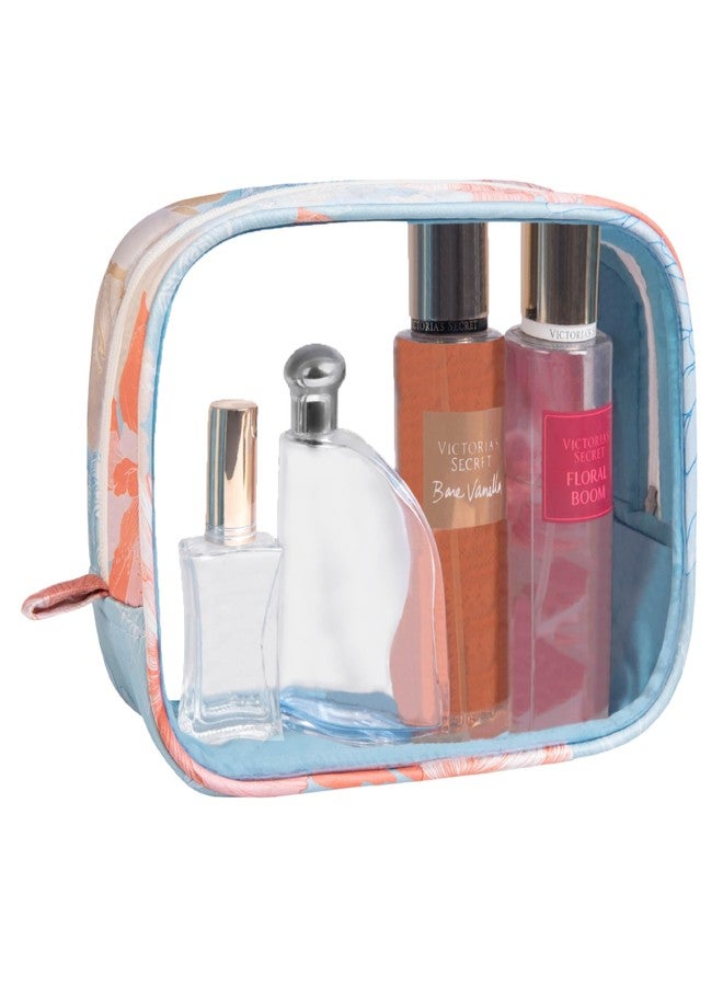 HomeStrap Gulmohar by Homestrap Luxe Transparent Toiletry Pouch - Spacious, Durable, Portable Makeup and Travel Bag | Personal Organizer Case for Storing shampoos, lotions, perfumes, Cosmetics and More(Blue) - Image 1