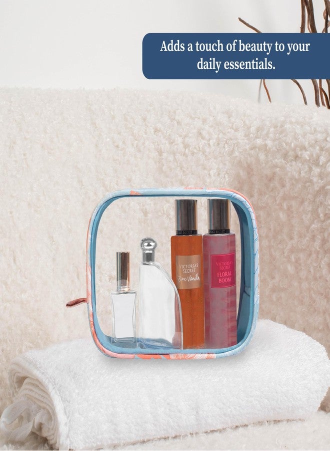 HomeStrap Gulmohar by Homestrap Luxe Transparent Toiletry Pouch - Spacious, Durable, Portable Makeup and Travel Bag | Personal Organizer Case for Storing shampoos, lotions, perfumes, Cosmetics and More(Blue) - Image 4