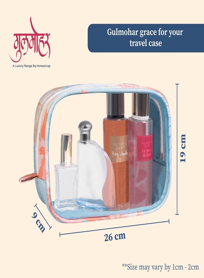 HomeStrap Gulmohar by Homestrap Luxe Transparent Toiletry Pouch - Spacious, Durable, Portable Makeup and Travel Bag | Personal Organizer Case for Storing shampoos, lotions, perfumes, Cosmetics and More(Blue) - Image 2
