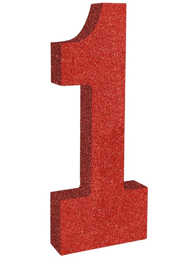TONIFUL 7.8 Inch Red Glitter Number 1 Wooden Table Centerpiece,Red Birthday Party Decorations Digit 1 for Birthday,Chrismas,Graduation,Valentine's Day,Anniversary Party Supplies(1 Pack) - Image 1