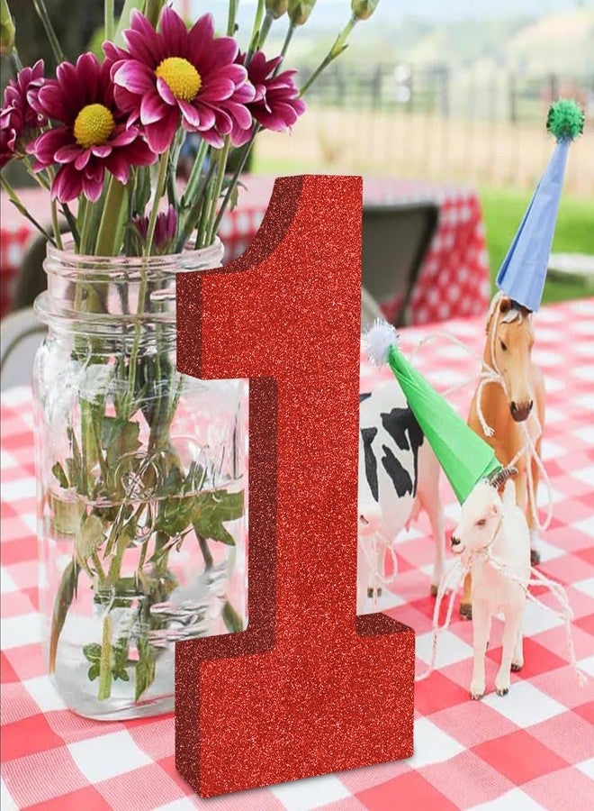 TONIFUL 7.8 Inch Red Glitter Number 1 Wooden Table Centerpiece,Red Birthday Party Decorations Digit 1 for Birthday,Chrismas,Graduation,Valentine's Day,Anniversary Party Supplies(1 Pack) - Image 5