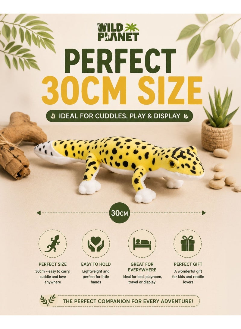 Wild Planet Leopard Gecko Plush Toy 30cm Realistic Reptile Stuffed Animal Soft Plush Lizard Doll Educational Wildlife Toy Cute Cuddly Pillow Gift for Kids Boys Girls Jungle Animal Plush Bedroom Décor Travel Companion - Image 3