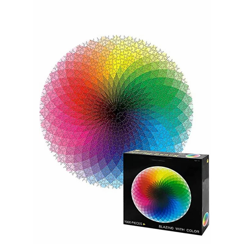 Barakah 1000 Piece Puzzles Gradient Color Rainbow with Cool Rainbow Effect Large Round Thicker Paper Palette Intellectual Game for Adults - Image 2