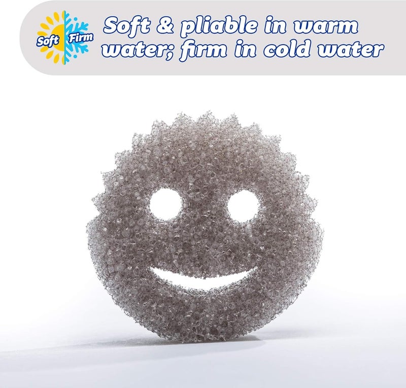 Scrub Daddy Style Smiley Scouring Sponge, Anti-Scratch Washable Reusable Antibacterial Sponges, Flextexture, Dish Sponge for Household, Kitchen and Bathroom, Grey, Pack of 2 - Image 1