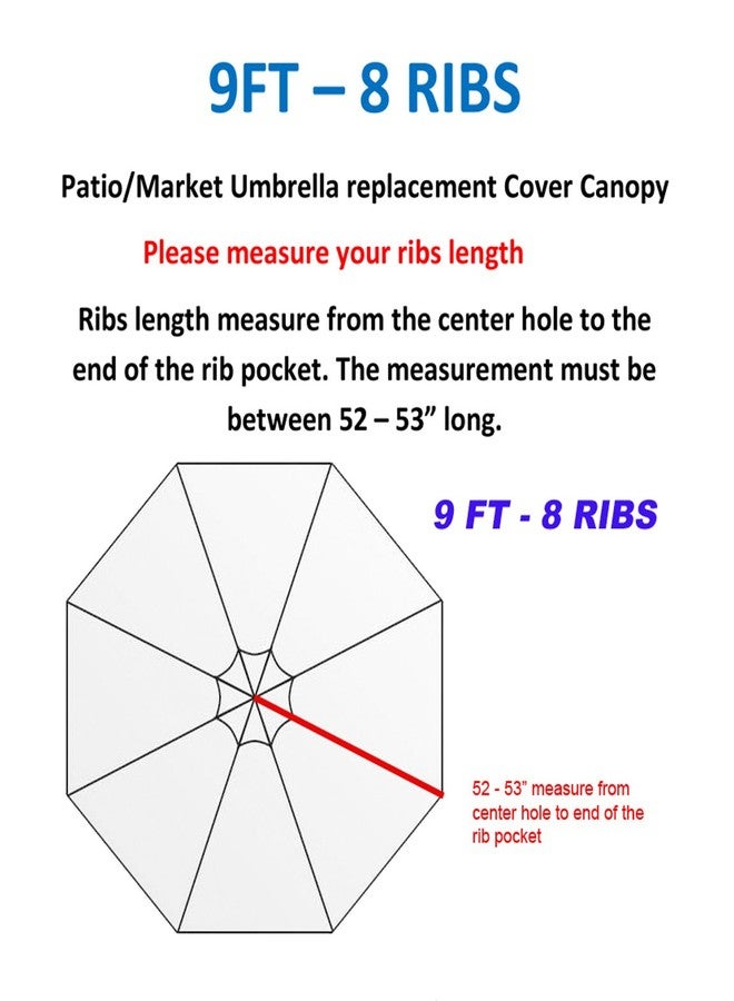 بيلرينو مظلة بديلة برتقالية اللون من BELLRINO DECOR، قوية وسميكة، لمظلات بطول 9 أقدام و8 أضلاع (المظلة فقط) - Image 4
